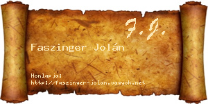 Faszinger Jolán névjegykártya
