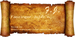 Faszinger Jolán névjegykártya